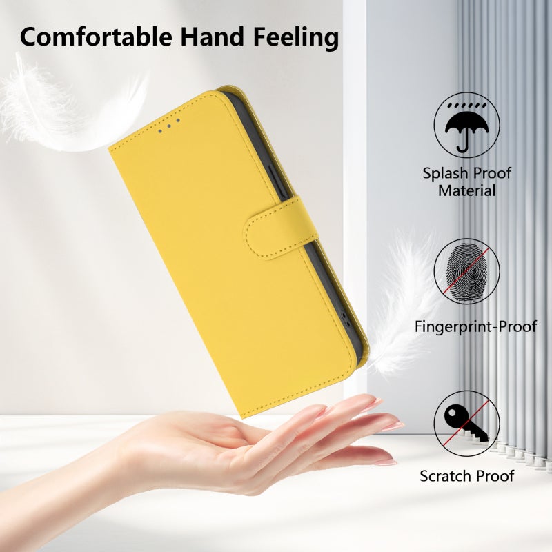 HuHa Protective Cover For iPhone 14 Pro Max Skin Feel Solid Color Leather Phone Case with Lanyard(Lemon Yellow) - Image 5