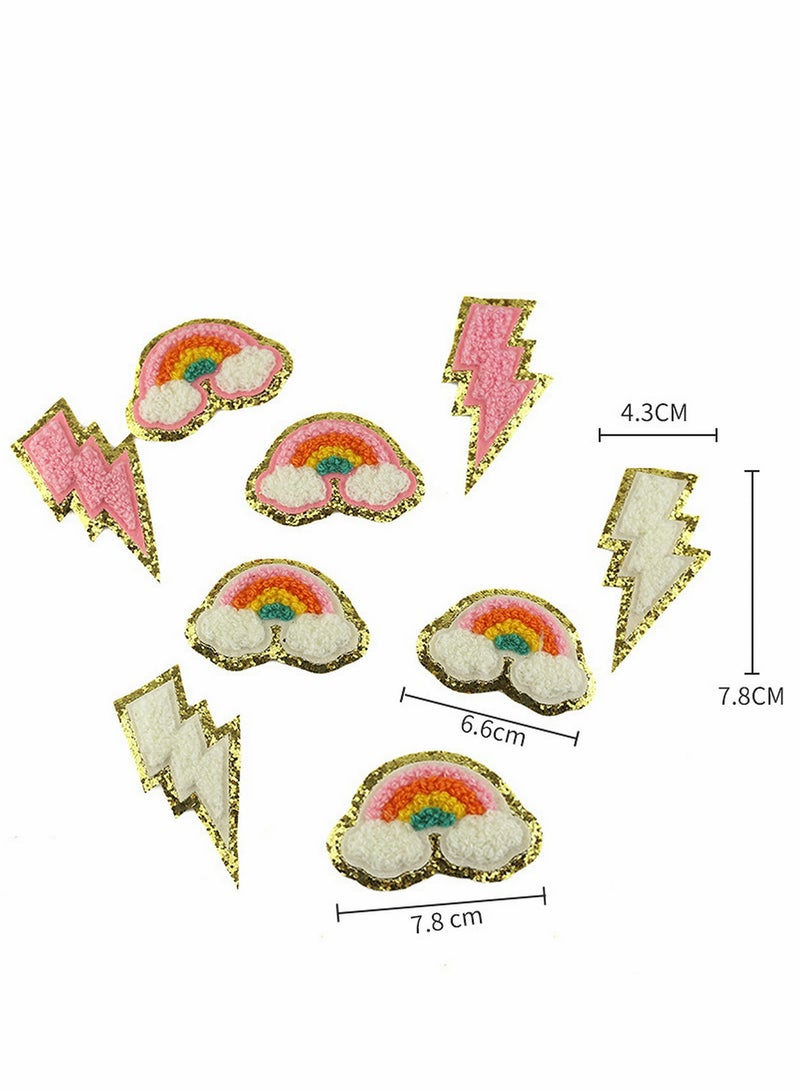 Excefore Embroidery Patch Lightning Rainbow Patch Ironing Sewing Kids Clothing Sticker For Fabric Hat Backpack Decoration DIY Craft 12Pcs - Image 2