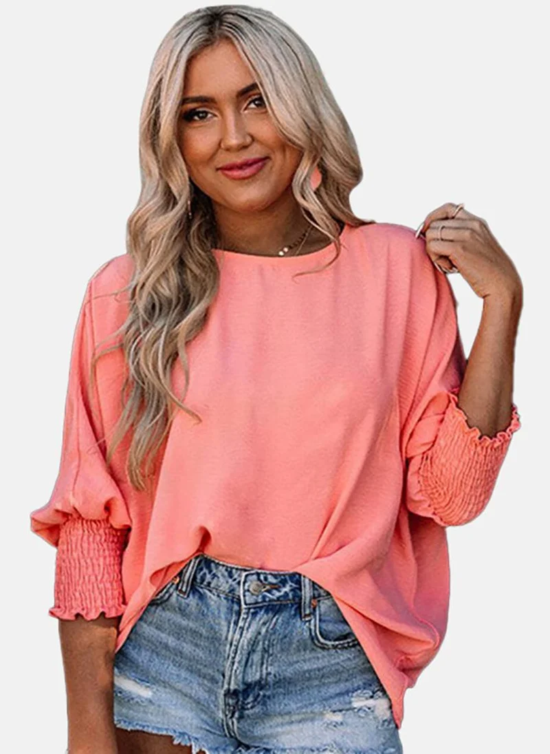 YUNIQEE Pink Solid Three-Fourth Round Neck Tunics