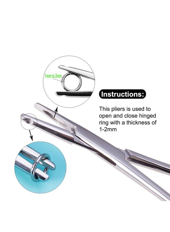 DJCIW 7" Ring Opening and Closing Pliers, 2 in 1 Rings Pliers Tool for Piercing Jewelry CBRs Opening Captive Bead Segment Rings Small Stubborn Hoops Nose Rings Clicker Rings - Image 2