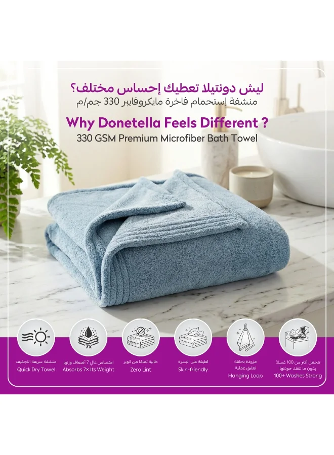 Donetella Bath Towel (2 Pack, 70 X 140 cm) - Microfiber 330 GSM - Super Soft, Highly Absorbent, Quick Drying Thick Bathroom Towels - Soft Hotel Quality for Bath and Spa