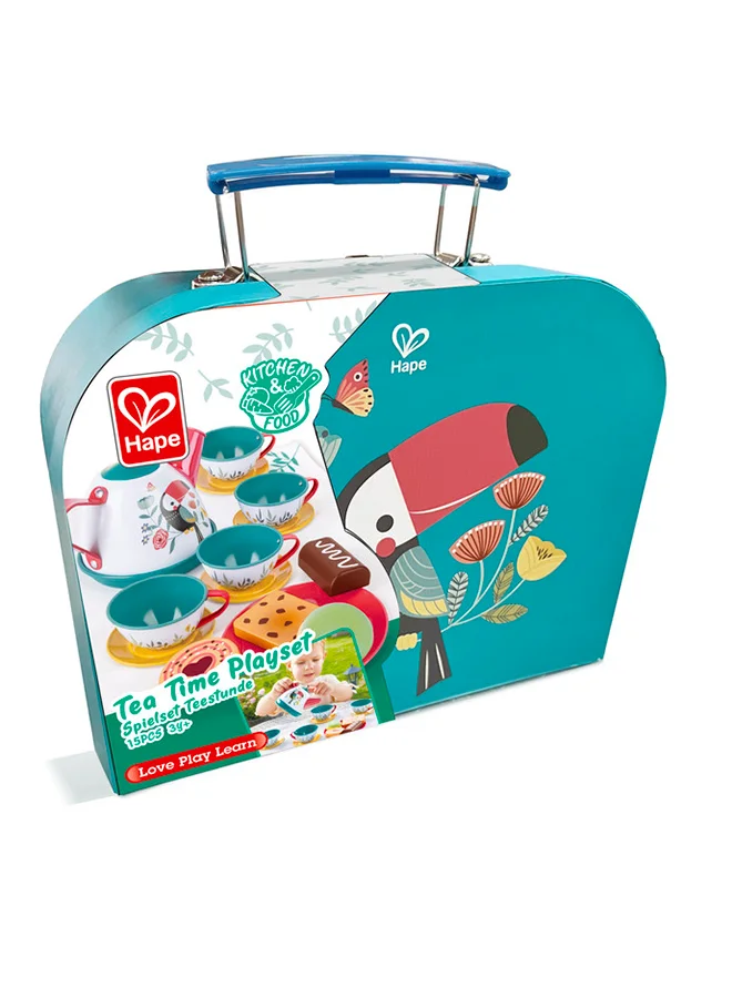 Hape Hape Tea Time Playset | Wooden Toy Tea Set with Cups, Teapot & Treats | Imaginative Role Play for Kids Ages 3+