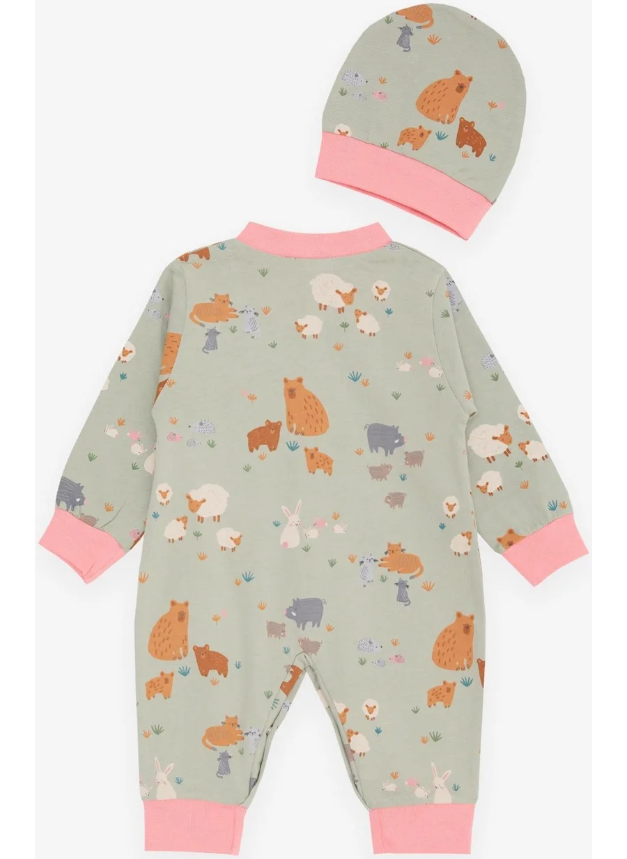 Breeze Baby Girl Jumpsuit, Spring Themed Animal Pattern, 0-3 Months-6 Months, Mint Green