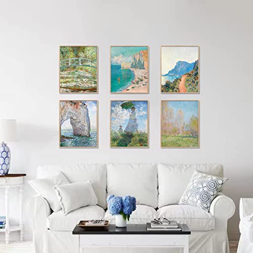 UNIRO Claude Monet Wall Art Prints, 6pcs Water Lilies Fine Artwork Paintings, Vintage Famous Art, Aesthetic Posters for Room Decor, Retro Canvas Prints - Image 5