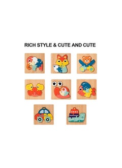 General 8 Pack Wooden Toddler Puzzles,Baby Educational Learning Toys for Toddlers 1-3，Animal and Car Jigsaw Puzzles Sensory Toys for Boys Girls Educational Learning STEM Toys Gifts  - Image 3