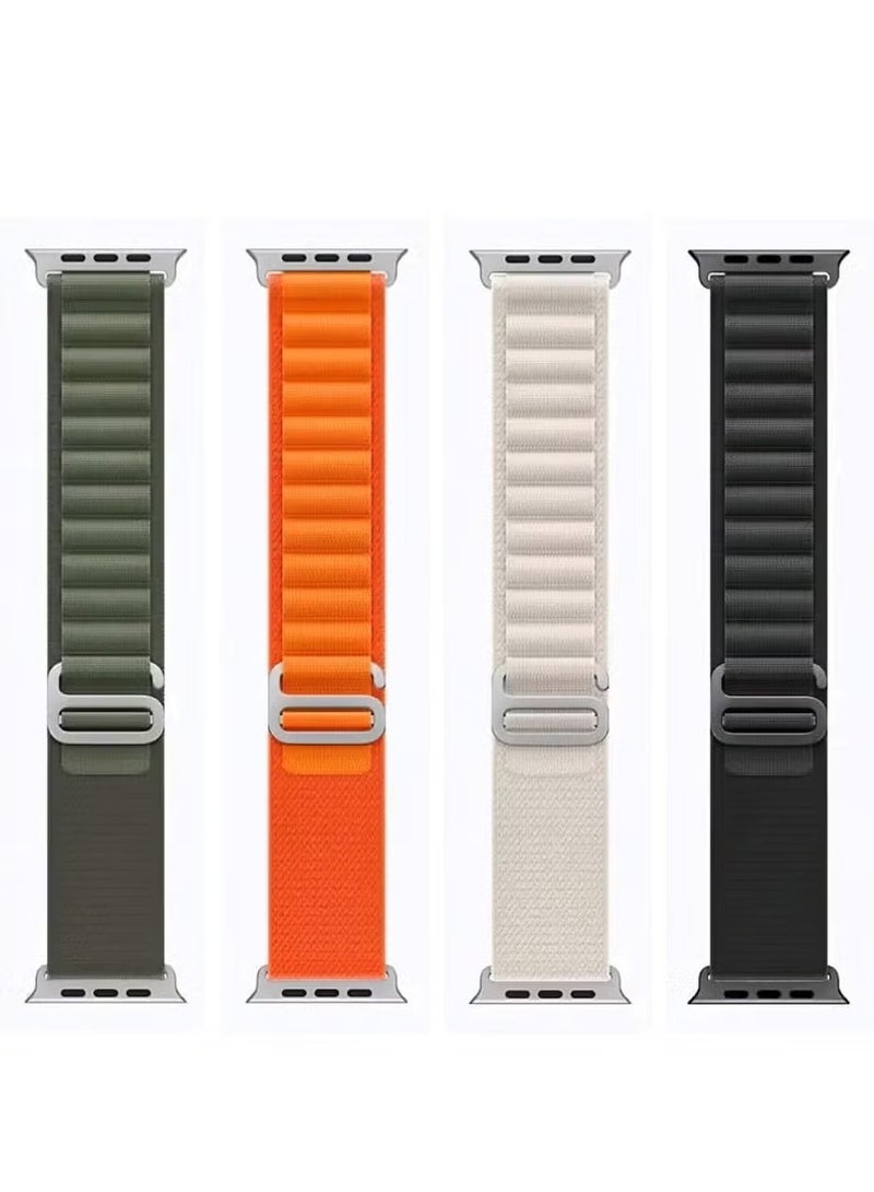 ELTRAZONE حزام حلقة ألبين 4 قطع لساعات iWatch 49mm 46mm 45mm 44mm 42mm، حزام بديل من النايلون حلقة ألبين G-Hook متوافق مع ساعة آبل سيريز ألترا 3 | ألترا 2 | ألترا | 10 9 8 7 SE 6 5 4 3 2 1 - متعدد الألوان - Image 4