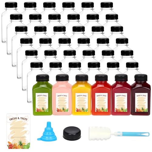 BAKHUK 36pcs 10oz Empty Plastic Juice Bottles with Caps, Reusable Clear Bulk Beverage Containers for Juice, Milk and Other Beverages - Image 1