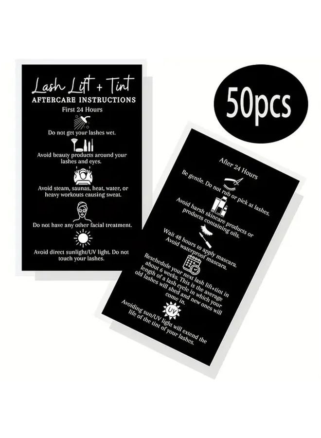 50pcs Eyelash Lift And Tint Aftercare Instruction Cards For Home Use - Image 1