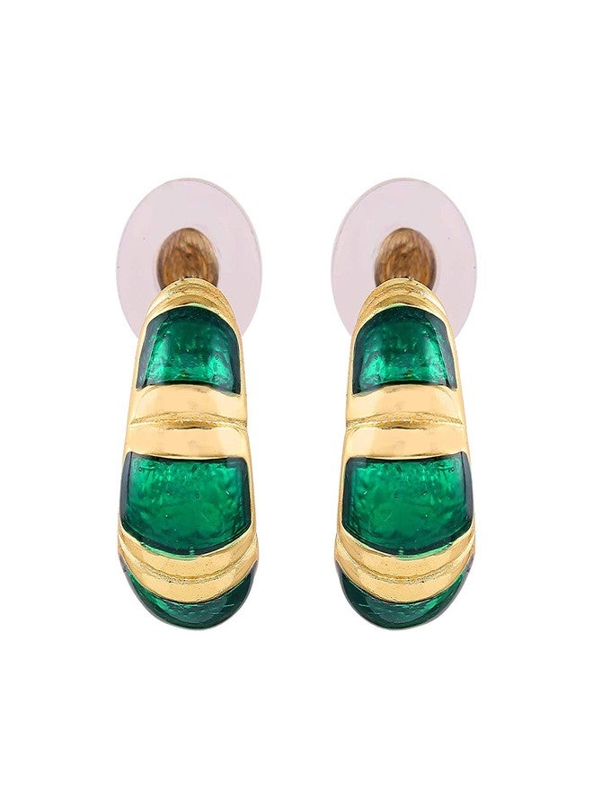 Estele Valentines Day Gift For Her Hoop Earrings For Girls & Women (GREEN & RED) - Image 2