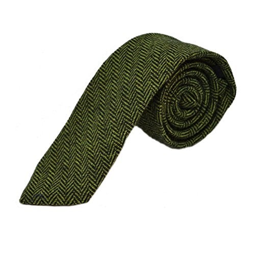 King & Priory Pickle Green & Black Herringbone Necktie - Image 2