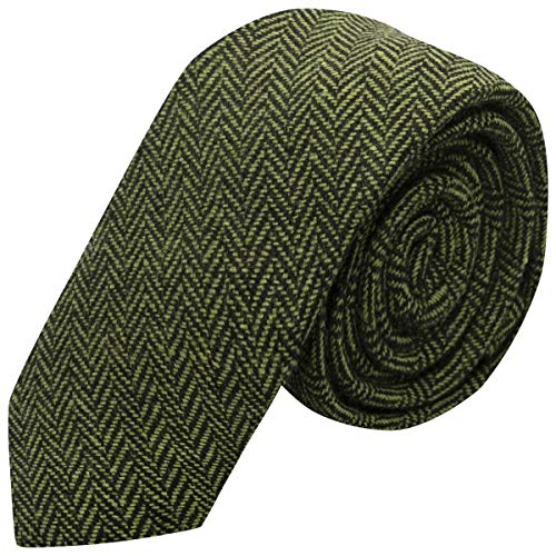 King & Priory Pickle Green & Black Herringbone Necktie - Image 1