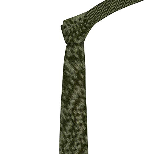 King & Priory Pickle Green & Black Herringbone Necktie - Image 3