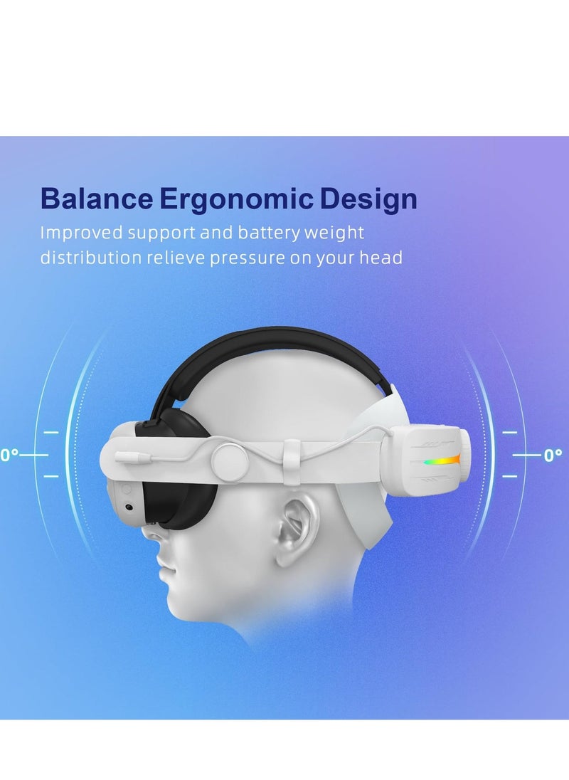 حزام رأس RGB، حزام رأس مريح 8000mAh متوافق مع ملحقات Meta Quest 3، حزمة بطارية بديلة لحزام النخبة لدعم معزز وزيادة وقت اللعب في الواقع الافتراضي - Image 5