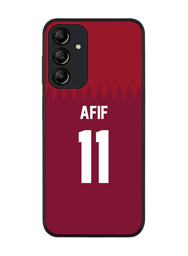 Stylizedd Rugged Black edge case for Samsung Galaxy A15 / A15 5G, Slim fit Soft Case Flexible Thin Cover- Football Team-Qatar, Player Name-Afif - Image 1