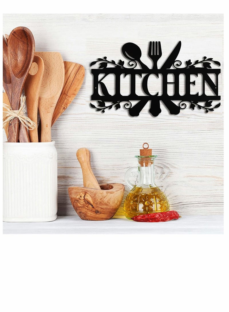 SYOSI Kitchen Signs Sign Metal Hanging Wall Art 35 x 22CM Black Decor Restaurant Letter for Dining Room Farmhouse - Image 2