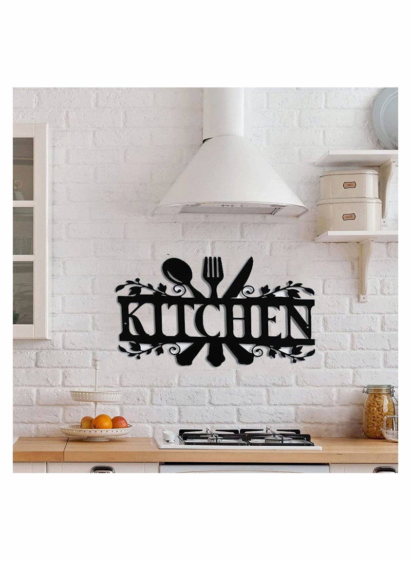 SYOSI Kitchen Signs Sign Metal Hanging Wall Art 35 x 22CM Black Decor Restaurant Letter for Dining Room Farmhouse - Image 3