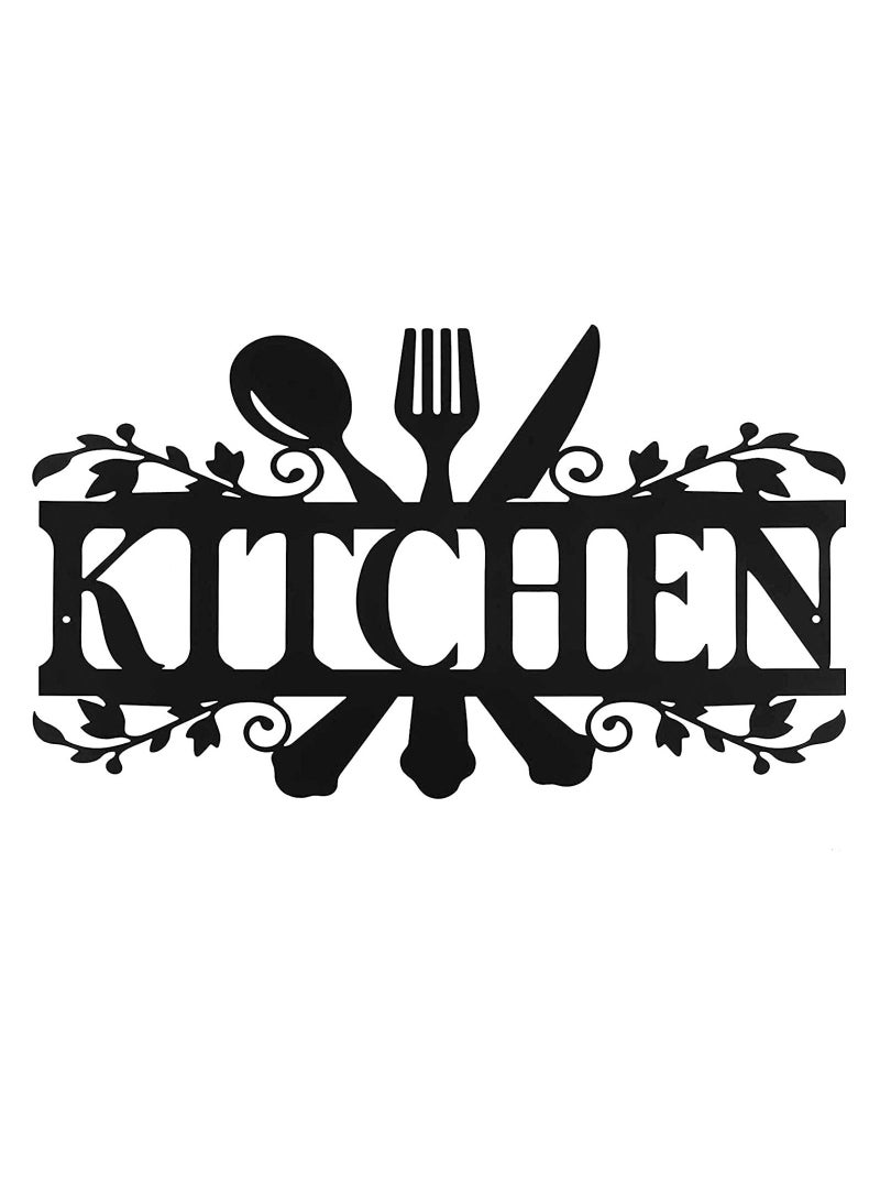 SYOSI Kitchen Signs Sign Metal Hanging Wall Art 35 x 22CM Black Decor Restaurant Letter for Dining Room Farmhouse - Image 1
