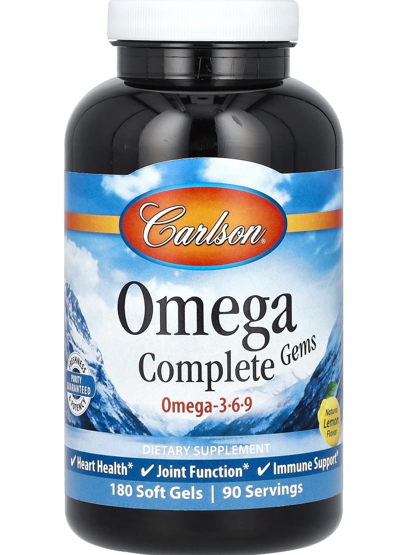 Omega Complete Gems, Omega-3-6-9, Natural Lemon, 180 Soft Gels