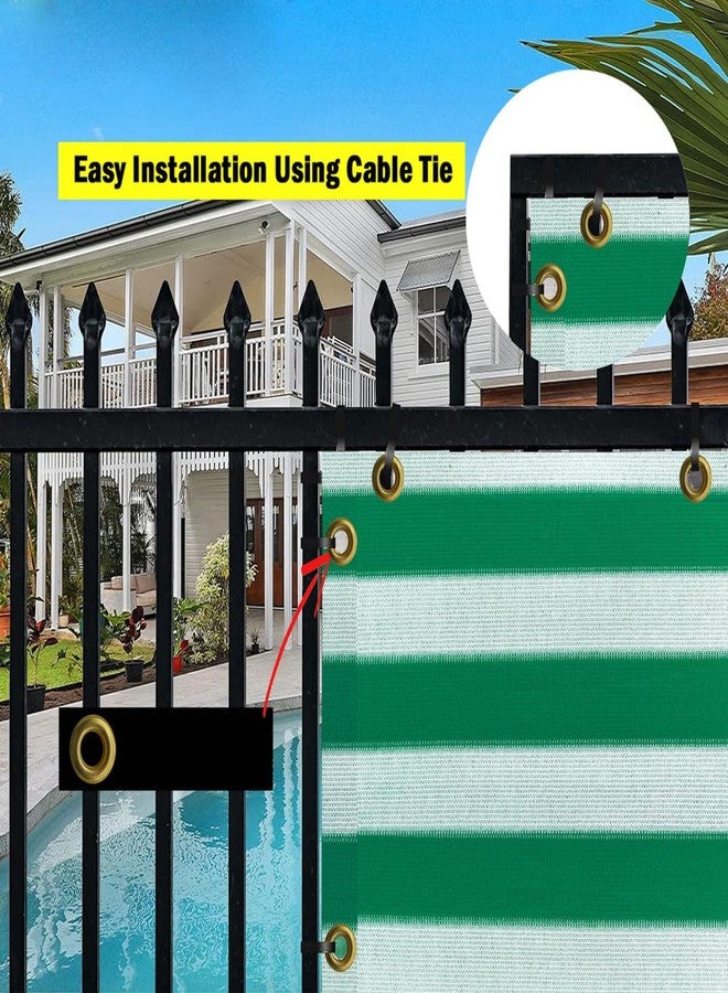 GREEN DECOR HDPE Stripe Self Fold Balcony Net with SS Eyelets & Cable Ties|UV Resistant, & Breathable Baby Kids Safety Net for Balcony,Staircase Railing Guard (Green&White Color, 1X9 MTR) - Image 5