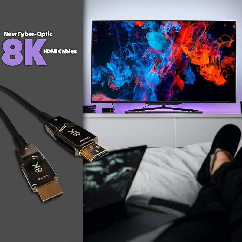 باكروبان كابل 8K HDMI 2.1 بطول 75 قدم – من الألياف البصرية، بسرعة 48 جيجابت في الثانية، نشط أحادي الاتجاه، يدعم 4K@120 هرتز / 8K@60 هرتز. - Image 4