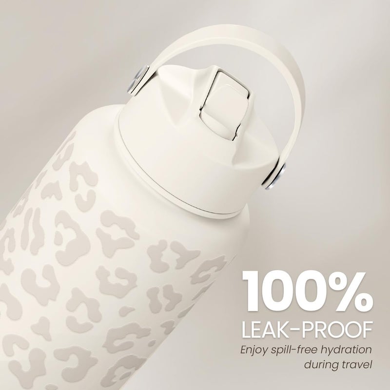 SANDJEST Leopard Water Bottle 32oz Stainless Steel Vacuum Insulated with Lid, Leopard Print Water Bottles for Gym Sports Travel Outdoor, Gifts for Women Girls Ladies Birthday Christmas - Image 4