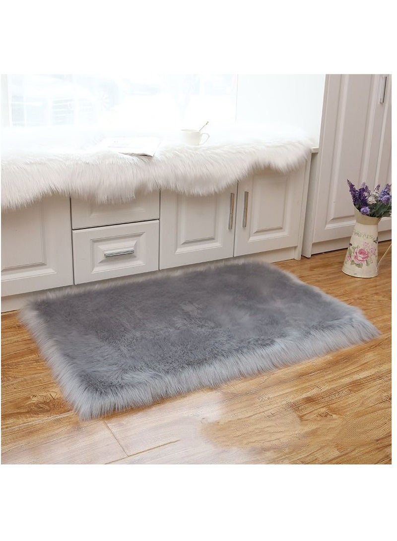 Bluejw 1-Piece Decorative Plush Carpet Grey 40x60cm