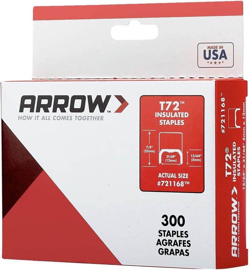 Arrow Fastener Arrow 721168 T72 Heavy Duty Steel Insulated Staples for Installing Cable and Wiring, 13/64-Inch by 31/64-Inch Crown Width, 300-Pack - Image 5
