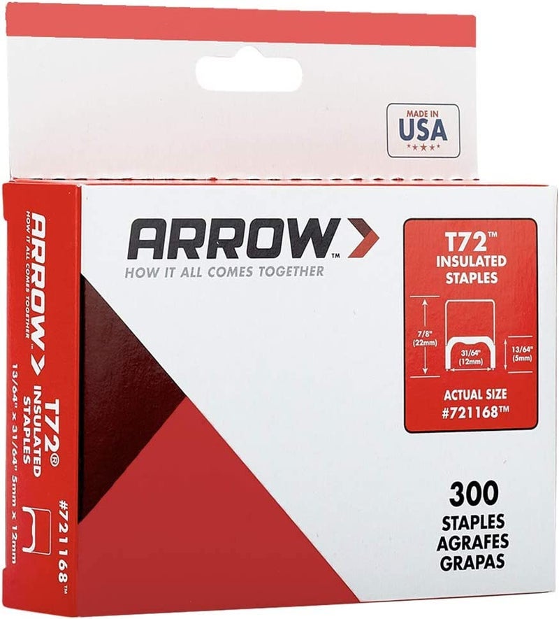 Arrow Fastener Arrow 721168 T72 Heavy Duty Steel Insulated Staples for Installing Cable and Wiring, 13/64-Inch by 31/64-Inch Crown Width, 300-Pack - Image 4