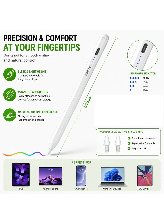 GERLAX GW-09 Universal Stylus Pen – Rechargeable Type-C Active Digital Touch Pen for iPad, Android Tablets, Smartphones & Windows Devices - Image 5
