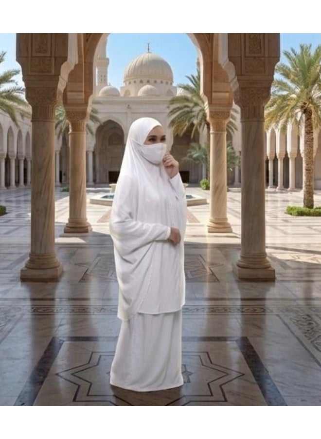 AMYAE Women's Two Piece Islamic Prayer Dress | Jilbab Prayer Set | Long Sleeve Prayer Abaya | Modest Prayer Clothes for Women | Salah & Namaz Dress | Umrah, Hajj & Ramadan Essentials | Free Size | AMYAE Collection - Image 4