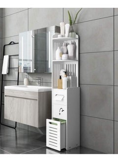 LINGWEI LINGWEI Corner Storage Cabinet - 120cm Freestanding Bathroom Organizer Shelf, Slim Space-Saving Tower, Durable White Plastic Furniture for Small Spaces, Laundry, and Home Storage  - Image 1