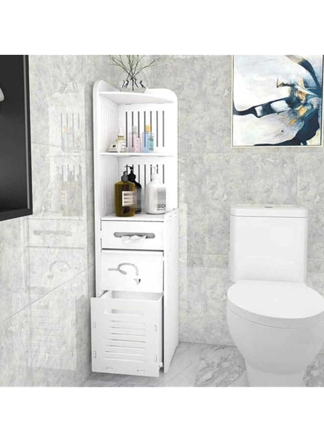 LINGWEI Corner Storage Cabinet - 120cm Freestanding Bathroom Organizer Shelf, Slim Space-Saving Tower, Durable White Plastic Furniture for Small Spaces, Laundry, and Home Storage - Image 3
