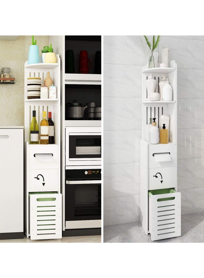 LINGWEI Corner Storage Cabinet - 120cm Freestanding Bathroom Organizer Shelf, Slim Space-Saving Tower, Durable White Plastic Furniture for Small Spaces, Laundry, and Home Storage - Image 5