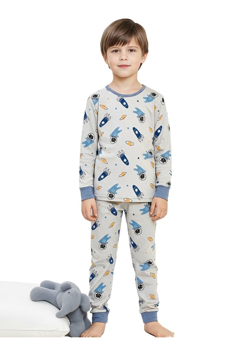 WiNi BEE Boys' 2-Piece Pajama Set, Long Sleeve Sleepwear - Pure Cotton & Breathable Nightwear - Image 1