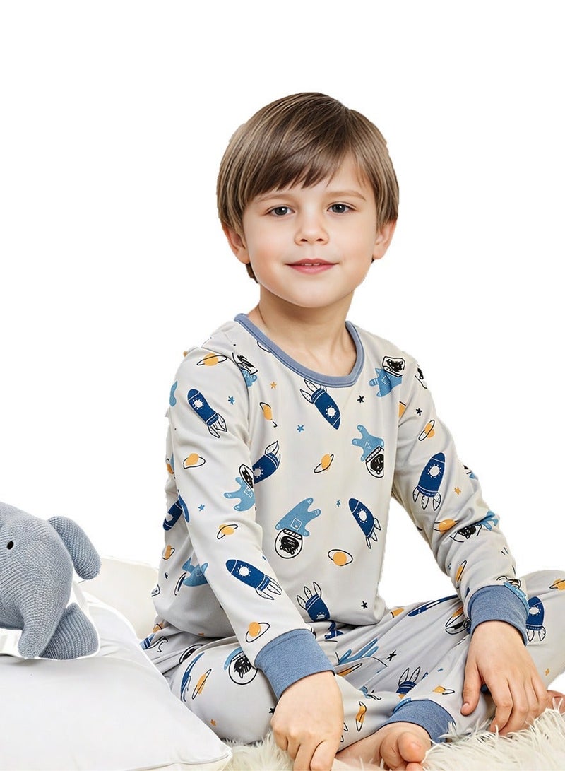WiNi BEE Boys' 2-Piece Pajama Set, Long Sleeve Sleepwear - Pure Cotton & Breathable Nightwear - Image 3