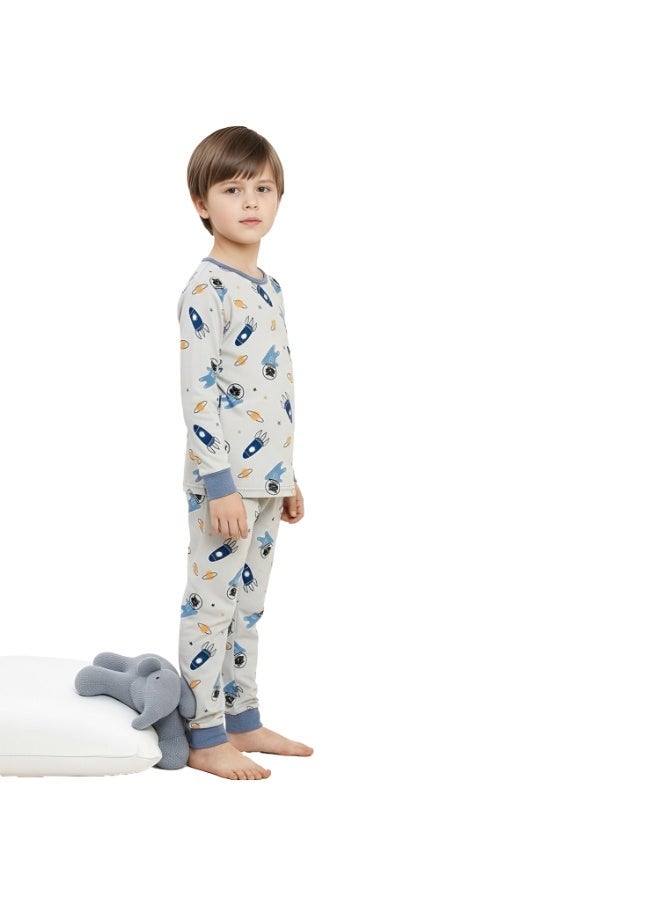 WiNi BEE Boys' 2-Piece Pajama Set, Long Sleeve Sleepwear - Pure Cotton & Breathable Nightwear - Image 2