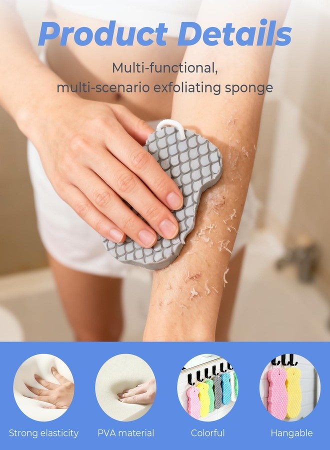 Waaqkid 6PCS Magic Exfoliating Bath Sponge 5.5×2.6", 3D Reusable Body Scrubber Remover Dead Skin for All Skin Types (Multicolor ×6) - Image 4