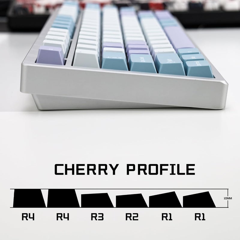 KBDiy Illusion PBT Double Shot Keycap Set,176 Keys Cute Blue Custom Key Cap Keycaps 70 Percent Cherry Profile Keycaps for 61/64/68/84/87/100/104/108 Mechanical Keyboard - Image 3