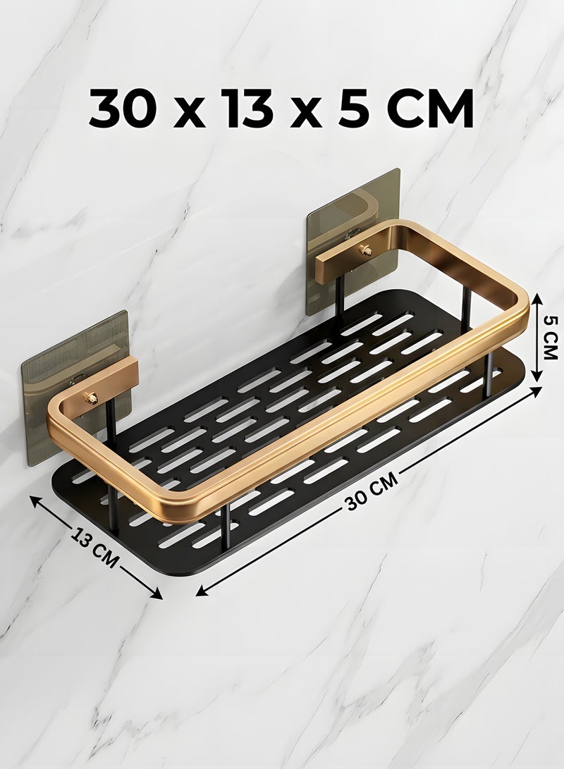 بيوينتي منظم رفوف حمام من الفولاذ المقاوم للصدأ ضد الصدأ بدون حفر، رف لتنظيم مستلزمات الحمام، رفوف حمام مثبتة على الحائط في الحمام أو المطبخ، سلة رفوف حمام. - Image 4