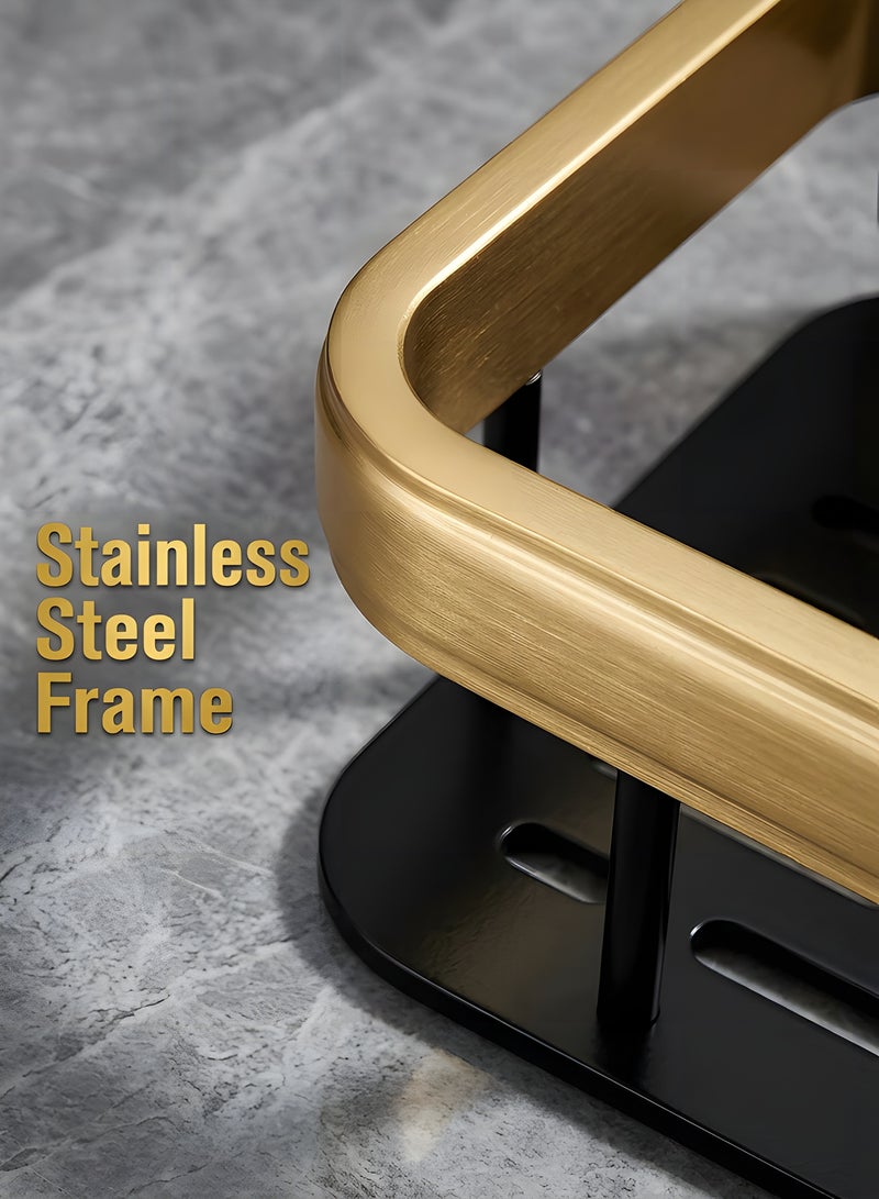 بيوينتي منظم رفوف حمام من الفولاذ المقاوم للصدأ ضد الصدأ بدون حفر، رف لتنظيم مستلزمات الحمام، رفوف حمام مثبتة على الحائط في الحمام أو المطبخ، سلة رفوف حمام. - Image 5