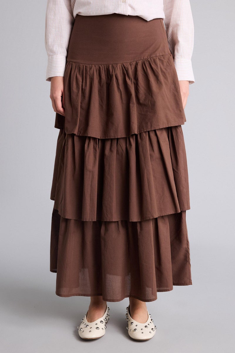 DeFacto Brown Woman A Cut Voile Maxi Skirt Casual - Image 4