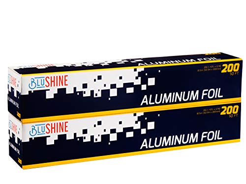 BluShine Aluminum Foil Sheets Set of 2 - Thick Aluminum Foil 12 Inch, 200 Sq Ft Roll for Baking & Grilling - Durable Foil Wraps for Food Storage, and Cooking - Ideal for High & Low Temperatures - Image 1