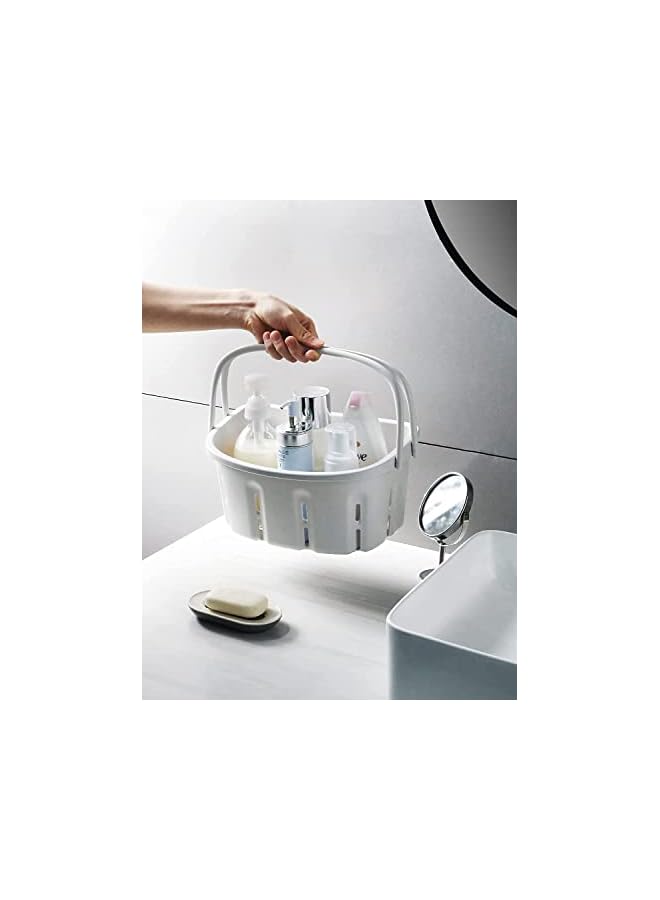 راكسوم سلة تخزين بلاستيكية محمولة مع مقبض، صندوق تنظيم أدوات الزينة للحمام والكلية والنوم وصالة الألعاب الرياضية والمطبخ ومخزن المؤن والمخيم - Image 3