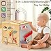 Pillowhale 8in1 Wooden Activity Cube for Toddlers 13 Montessori Learning Toy with Bead Maze Shape Sorter Sliding Tracks Clock Educational Play Cube for Baby 12M - Image 4