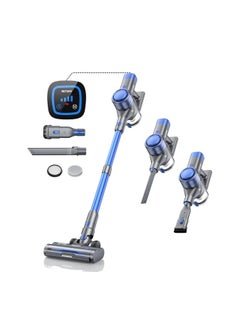Buture Powerful Cordless Vacuum Cleaner, Up to 38Kpa 450W Motor, with Touch Screen, Automatic Mode to Switch Between Hard Floor/Carpet, Removable Battery (VC50 Blue)