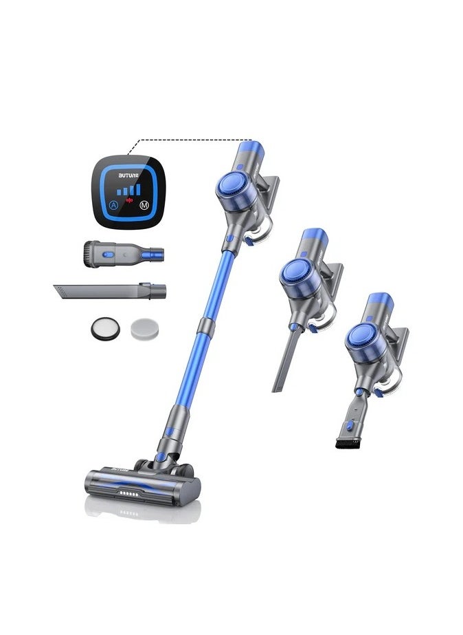 BuTure - Buture Powerful Cordless Vacuum Cleaner, Up to 38Kpa 450W Motor, with Touch Screen, Automatic Mode to Switch Between Hard Floor/Carpet, Removable Battery (VC50 Blue) - Image 1
