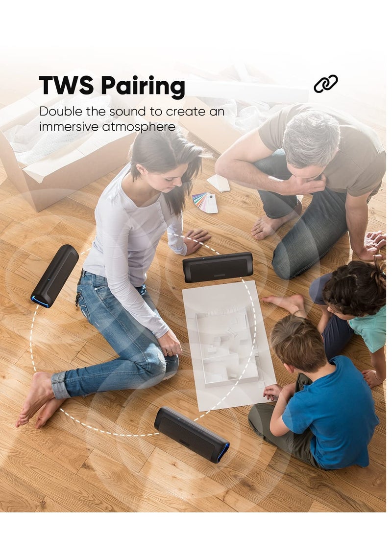 Bluetooth Speaker with HD Sound, Portable Wireless, IPX5 Waterproof, Up to 24H Playtime, TWS Pairing, BT5.3, for Home Party Outdoor Beach, Electronic Gadgets, Birthday Gift, Black - Image 5