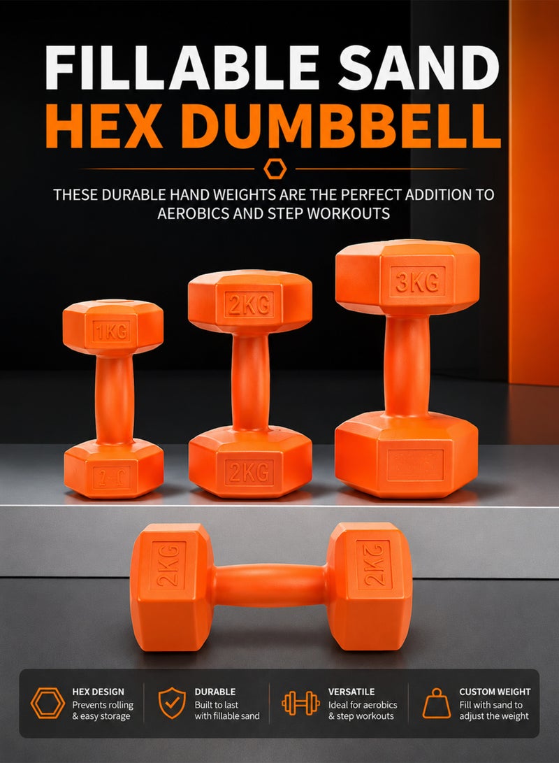 DBLEW 2 Pcs Hexagonal Dumbbells Set For Fitness And Strength PVC Coated Hand Weights Home Gym Equipment for Men and Women Arms Bicep Curl Push Ups Bodybuilding Whole Body Workout Strength Training Anti Slip Anti Roll Available in 1kg 2kg 3kg 4kg 5kg 6kg 7kg 8kg 9kg 10kg Each Dumbbell - Image 3