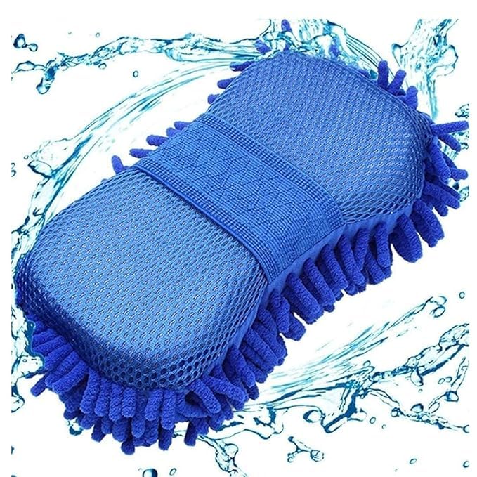 Zepdos Microfiber Chenille Cleaning Sponge Pad with Hand Strap – Super Absorbent Scratch-Free Car Wash & Multipurpose Cleaning Sponge for Home, Kitchen & Furniture (Blue) (Pack of 1) - Image 1
