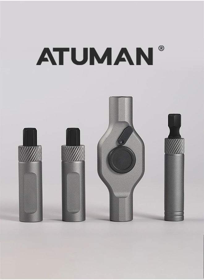 ATuMan - ATuMan RS1 Ratchet Screwdriver – 24 Bits for 18 Applications, Seamless Ratchet Handle, Ultra-Hard Aluminum Alloy, Lightweight & Versatile - Image 1